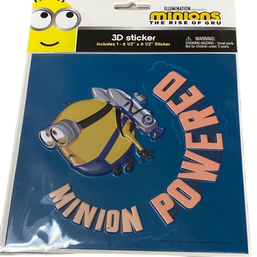 Minions Rise Of Gru 3D Sticker Brand New Sealed Bob The Minion Powered 6.5”x6.5”